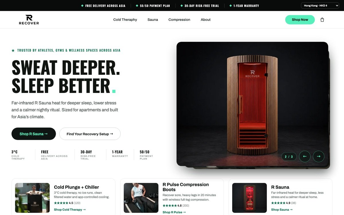 Homepage redesign concept for Recover Asia by AG WebWorx