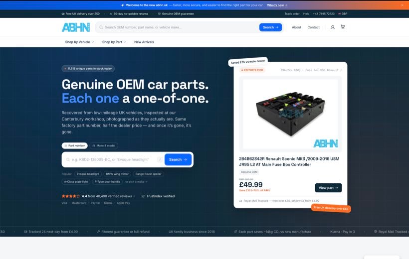 ABHN.UK WordPress site after AG WebWorx speed optimization