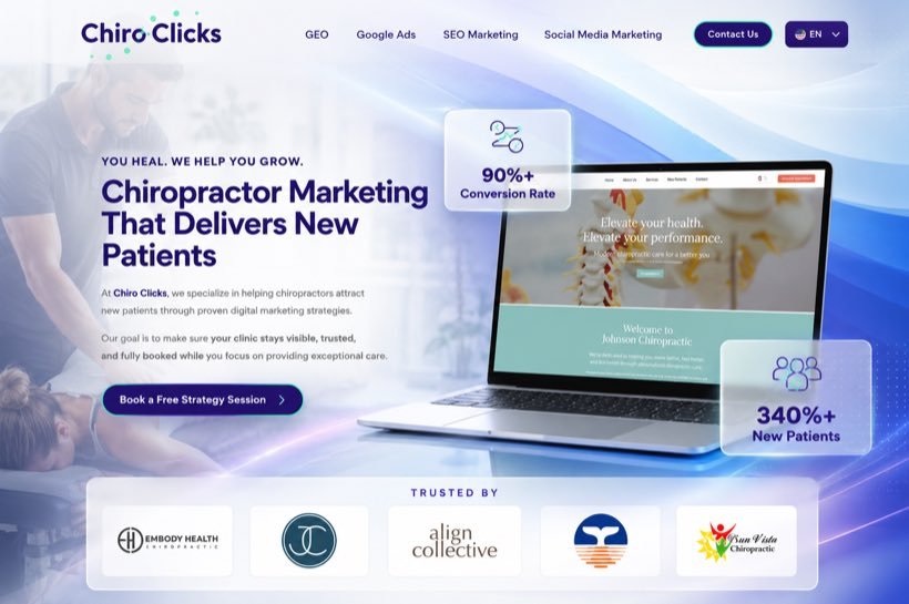 Chiro Clicks — SEO & speed project by AG WebWorx