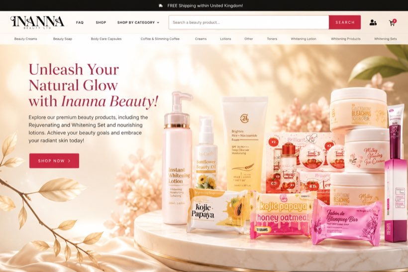 Inanna Beauty — WooCommerce project by AG WebWorx
