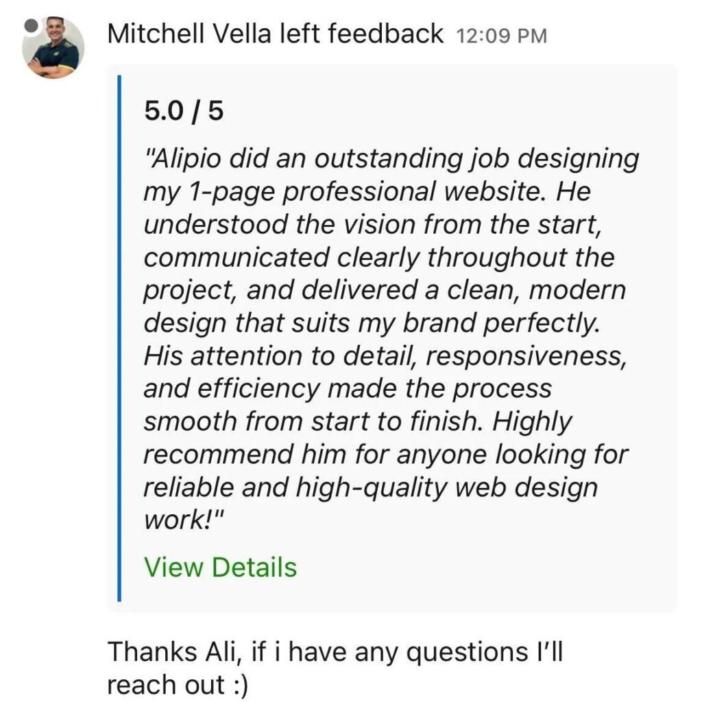 AG WebWorx client feedback on web design